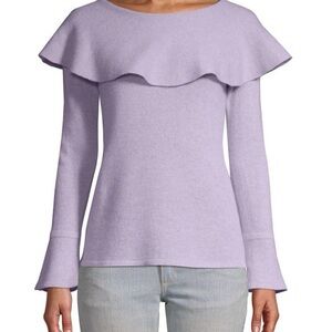 QI CASHMERE
Flounced Cashmere Lavender Ruffle Sweater NWOT